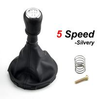 For VW Transporter Multivan Caravelle T5 2003 2004 2005 2006 2007 2008 2009 2010 Car 6 Speed Gear Stick Shift Knob Leather Boot 5 Speed-Silver