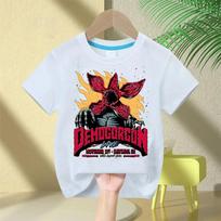 Stranger Things Demogorgon Print T-shirt for Boys and Girls, Classic Short Sleeve T-shirt with Inverted Design from 1983, Gift F 110