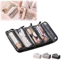 Travel Toiletry Bag 4 Detachable Clear Multi Compartment Hanging Makeup Bag Leather 4 In 1 Roll Up Large Capacity Compact Foldable Cosmetic Bag One Size juoda