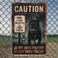 Metal Poster Wall Art Fierce Cane Corso Dog Home Protection Decor