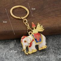Thailand Elephant Keychain 6 Colors Drip Glue National Features Round Ring Pendant Handbag Car Key Decoration Couple Gift balta