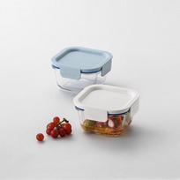 LOCK&LOCK Glass Food Storage Container Microwave Lunch Box Sealed Bento Box Refrigerator Storage Box 300ml Elegant White