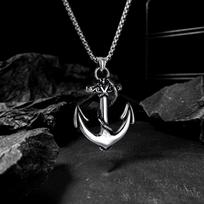 Naujas vintažinis titano plieno karoliai su laivo inkaro akmens naktinio klubo madingais vyriškais aksesuarais 50CM(Necklace Size)