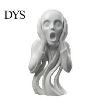 Seamless One-piece Figurine 3D Printed The Scream Statue, Abstract Expressionist Art with Hollow Smooth Curved Surface Decor Flowing Design, šviesiai pilka spalva