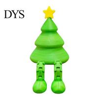 One-piece Tree Decoration Christmas Figurine with Articulated Legs, 3D Printed Xmas PLA Ornament Statue, Mini Desk for Home Office Shelf Green Decor žalia