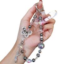 Wrist Chain Crystal Bead Phone Strap Butterfly Mobile Phone Lanyard  Phone Case Accessories pilka