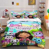 Gabby's Dollhouse Bedding Set Bedding Duvet Cover Set Duvet Cover Pillowcases (1 * Duvet Cover 2 * Pillowcases, without duvet insert) 135x200cm