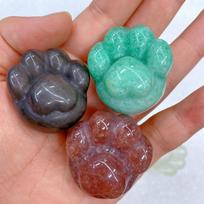 Natural Crystal Cat Bear Paw Ornaments Carved Polished Eco-friendly Sculpture Healing Gift One Size(10pcs/bag)