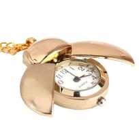 Ladybug Beetle-Shaped Metal Pocket Watch Pendant Necklace with Quartz Movement In Gold/Silver