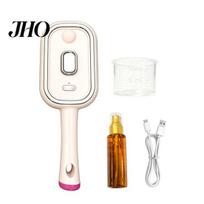 Detangling Hair Brush Electric Steam with Essence & Measuring Cup, Rechargeable Anti-Static Scalp Portable Comb Massager Spray Brush, Frizz B rožinė