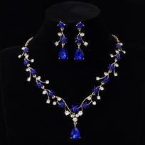 Shiny Water Drop Bridal Jewelry Sets Rhinestone Choker Necklace Earring Set  Anniversary Party Style G