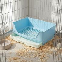 Hare Waste Receptacle with Drawer Detachable Grid Pet Toilet Easy to Clean HighSided Blue