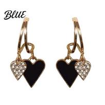 Dangle Earrings Love Heart Women Rhinestone Drop Sparkling Valentine's Day juoda