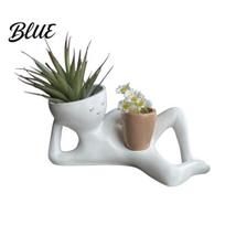 Artistic Resin Pot for Succulents Funny Smiling Face Planter Lying Down Lazy Guy Plant with Drainage Playful Planter Small Plants Holes Goofy ruda