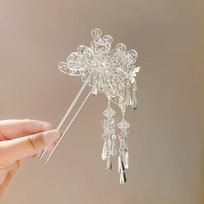 Ancient Ethnic Style Headwear Metal Hanfu Hair Sticks  Cheongsam Accessories sidabras