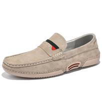Big Plus Size Cow Suede Genuine Leather Men Casual Loafers Comfortable Soft Non Slip Driving Moccasins Daily Walking Flat Casual Shoes for Men 38 smėlis