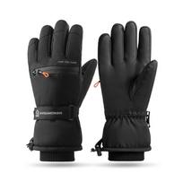 Thicken Snowboard Gloves Solid Color  Gloves Warm Winter Ski Gloves  Men juoda