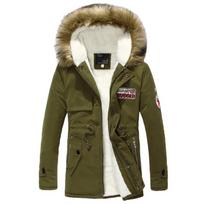 Parka Vyriški Paltai Žieminė Striukė Vyrams Liekninanti Pašiltinta Kailiu su Gobtuvu Viršutinis Drabužis Šiltas Paltas Viršutinio Prekės Ženklo Drabužiai 2XL armijos žalia spalva