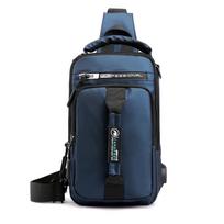 1 vnt. vyriška krūtinės krepšys, crossbody krūtinės paketas, nailoninis diržas, vandeniui atsparus, kelioninis, USB įkrovimas None ultramarino mėlyna spalva