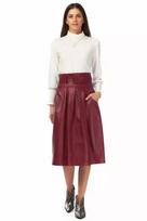 Lambskin Leather Casual Stylish Party Women Skirt Burgundy Long Handmade Genuine S bordinė