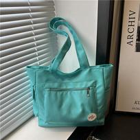 Lazy literary cloth bag solid color casual college student class commuting versatile large capacity portable shoulder armpit bag female ežero mėlyna spalva