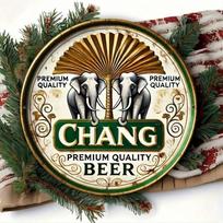 Chang Beer Elephant Logo 8x8 Inch Round Metal Tin Sign, Aluminum Wall Art Decor for Home Bar Garage Man Cave 20x20 įvairiaspalvis