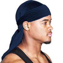 Vyriška ir moteriška atlasinė elastinė skrybėlė, aksominė ilgauodegė piratų skrybėlė, hiphopo stiliaus didelė bandana skrybėlė One Size tamsiai mėlyna