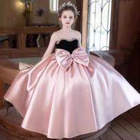 Party Dress New Kids Princess Pageant Host Gown Fashion Show Outfit Children Performance Recital Formal Wear 90 rožinė