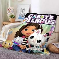 Kawaii Gabby Home Cartoon Printed Blanket Picnic Blanket Warm Flannel Soft and Comfortable Home Travel Birthday Gift 75x90cm