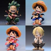 Bandai hot 13cm Anime Figure One Piece Monkey D Luffy Roronoa Zoro Kawaii Toys Q Figural Nendoroid Car Decoration PVC Figure Present