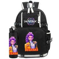 2Pcs/set Anime Demon Hunters Printed Backpack with 750Ml Water Bottler for Teenager Student Girl Boy Large Capacity Waterproof Bookbag Gift