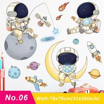 Astronaut Wall Stickers for Kids Room Nursery, Removable PVC Decals DIY Poster Murals, Bedroom Living Room Home Decor 30x90cmX2pcs