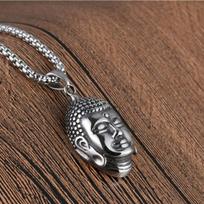 Necklace Ethnic Style Sakyamuni Tathagata Buddha Head Male and Female Buddha Statue Pendant 50CM(Necklace Size)