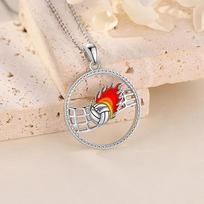 New Round Oil Dripping Volleyball Hollow Pendant Fashion Creative Sports Style Holiday Gift Necklace 60CM