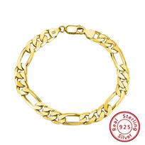 ORSA JEWELS Classic 925 Sterling Silver Italian 6.5mm Figaro Link Chain Bracelet for Women Men Daliy Fashion Jewelry SB108 16.5cm
