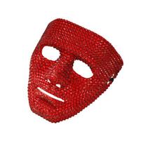 Eye-catching Festival Mask Halloween Rhinestone Full Face Mask, Sparkly Masquerade for Lightweight Long Wear Dance Performance, Hip Hop Party raudona