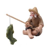 Fish Tanks Fisherman Figurine Fish Shrimp Hideout-Model for Freshwater Saltwater 1