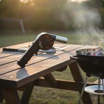 Electric BBQ Air Blower Powerful Stream Portable Fan Fast Ignition Handheld for Campers,