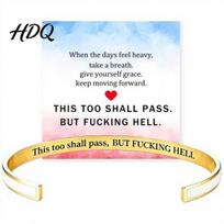 Humorous Encouragement Bracelet This Too Shall Pass Mantra Cuff Bracelet Hidden Message Engarved Men Motivational Inspirational Bangle Adjustable sidabras