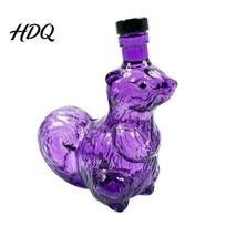 Novelty Whiskey Bottle Squirrel Decanter Glass Animal Liquor with Stopper Creative Shaped violetinė