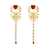 Creative Design Metal Scorpions Drop Earrings for Women New Trend Red Heart Crystal Earrings All Saints' Day Jewelry Accessories