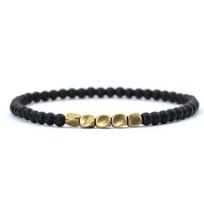 Nauja vyriška 4 mm apyrankė netaisyklingų varinių karoliukų siūlų apyrankė Minimalistinė juodo onikso akmens apyrankė Pulsera Hombre dovana jam Joias M 19.5cm 7.7Inch oniksas