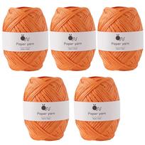 Raw Wool Paper Extra 30g Made in Set of 5 Orange Yarn, Thick, (approx. 77m), 100% Paper, Japan, Balls, 8.