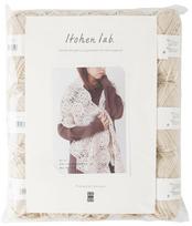Raw Wool Knitting Large Shawl with Joined Motifs Kit (1. Beige)