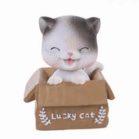 Grey Bobble Head Cat Dashboard Ornament Car Interior Cat Display Craft  Shop Shelf Decorative Craft