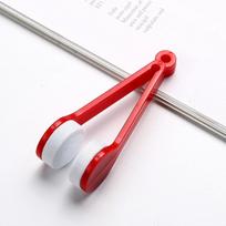 Mini Portable Glasses Sunglasses Microfiber Cleaning Brush raudona