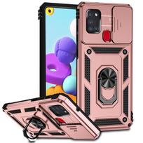 Samsung A21s dėklas Magnetinis žiedas Stovas Laikiklis Šarvuotas galinis dangtelis Samsung Galaxy A21S A 21s A21 s Kameros objektyvo apsauga Fundas for Galaxy A21s rožinio aukso spalvos