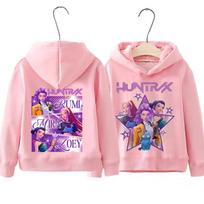 KPop Demon Hunters Front Back Print Boys Girls Hooded Sweatshirt Children's Fall Winter Casual Fashion Warm Pullover Sweatshirt 110