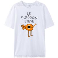 Le Poisson Steve Meme Vintage Funny Fish Teens Women Men's Summer 100% Cotton Tee T-Shirt Tops S