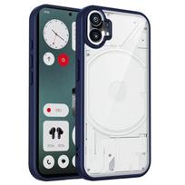 Nothing Phone One A063 dėklas Oro pagalvėlė Atsparus smūgiams Silikoninis buferis Skaidrus matinės spalvos galinis dangtelis Kietas dėklas telefonui Nothing Phone 1 5G Pc + tpu&Nothing Phone (1) mėlyna